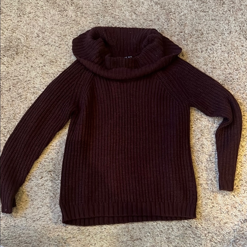 CHARLIE B Deep Burgundy Cowl Neck Sweater